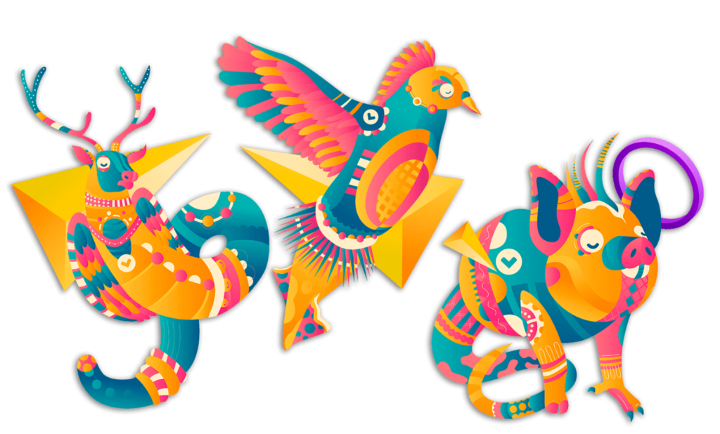 Meta Pets characters — the World Happiness Academy metaverse